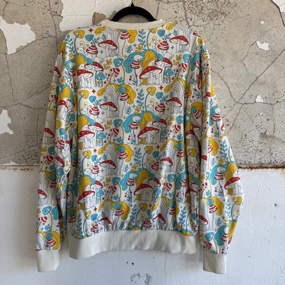 Mushroom Sweatshirt Delusions of Grandeur Womens L Whimsical Naturecore Pullover - Picture 6 of 7